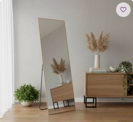 63" Gold Metal Freestanding and Wall Mount Framed Full Length Mirror