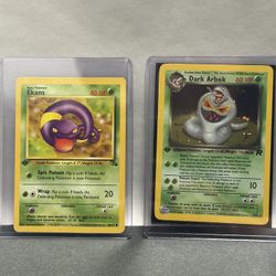 First Edition 1999 Pokemon Cards - Rare Holo Dark Arbok & Ekans 