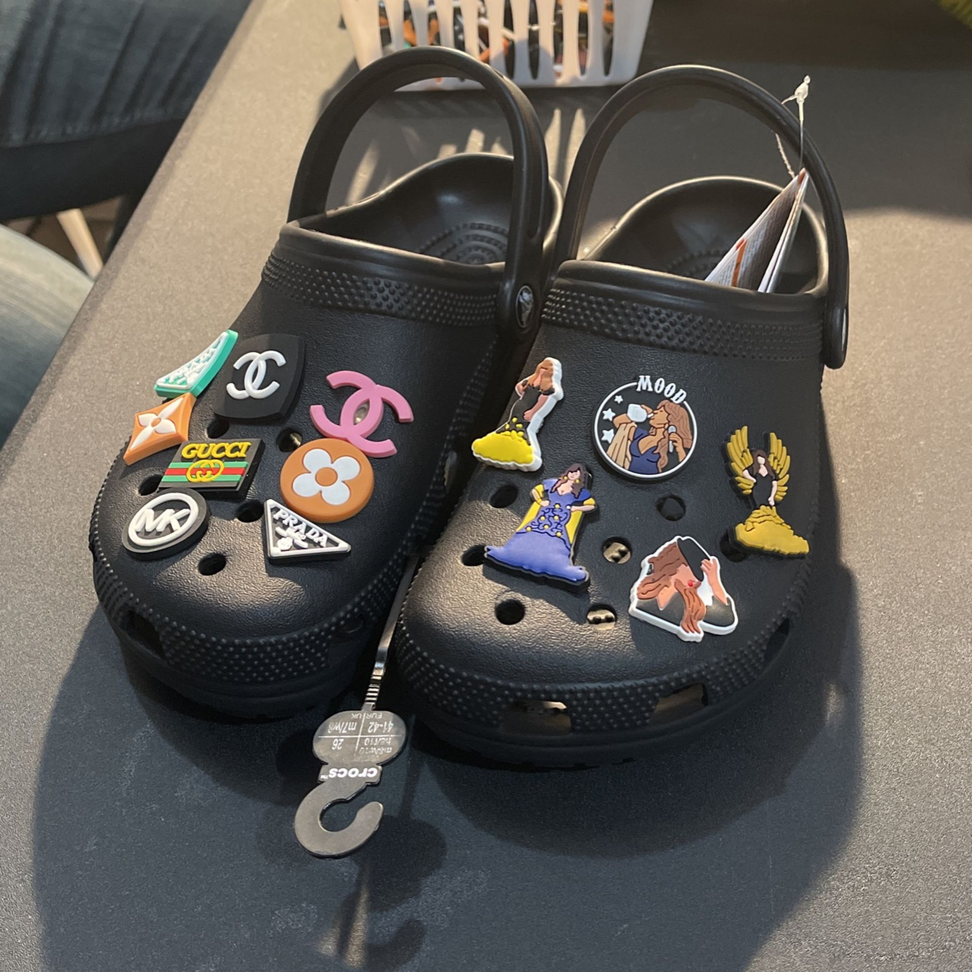 Crocs, w/13, MK/ Jenni Charms, Unisex Adult, Classic Style, Black