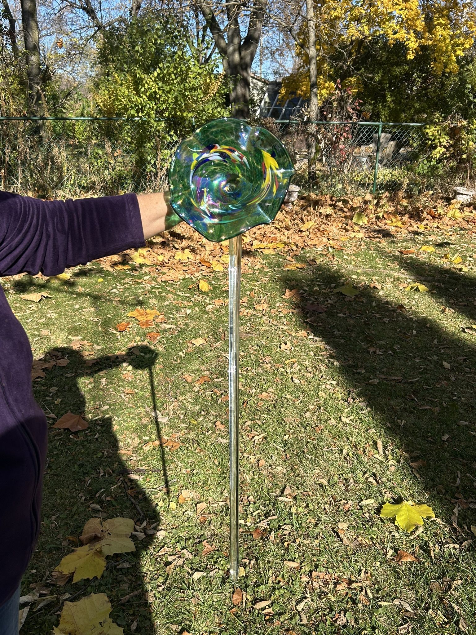 Hand-blown Glass Flower - Garden Art/Stake