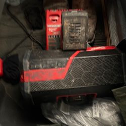 Milwaukee Speaker ,2 Batteries And Charger 