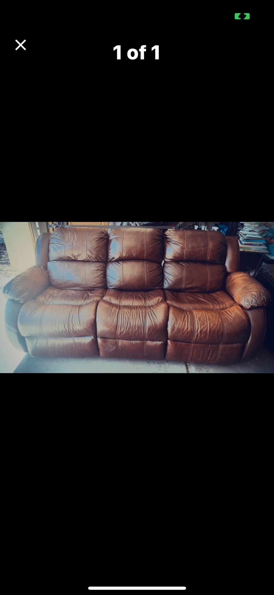 Brown Leather Reclining Sofa