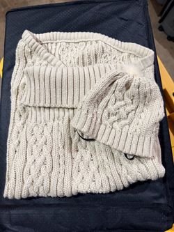 Cream Cable Knit Dog Sweater and Hat Set