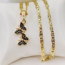 Mariposa CZ Cadena oró laminado/butterfly pendant and 14k gold plated chain