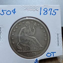 1875 Seated Liberty Beautiful Half Dollar Coin