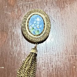 Vintage blue flowers Brooch/Pendant