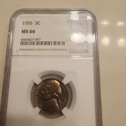 1955 Nickel. High Grade By NGC MS66. 