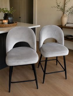 Velvet grey high chairs set of two