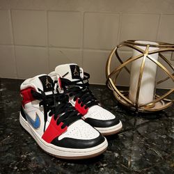 Air Jordan 1 Mid Sail Red Black Blue (size 7.5) “ Trades Are Available”