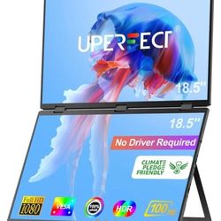 UPERFECT Delta 18.5" 100Hz Dual Monitor Portable Monitor for Laptop Screen Extender 1080P HDR 360° Folding Stacked Triple Monitor with Stand & VESA fo