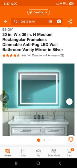 ES-DIY 30 in. W x 36 in. H Medium Rectangular Frameless Dimmable Anti-Fog LED Wall Bathroom Vanity Mirror in Silver