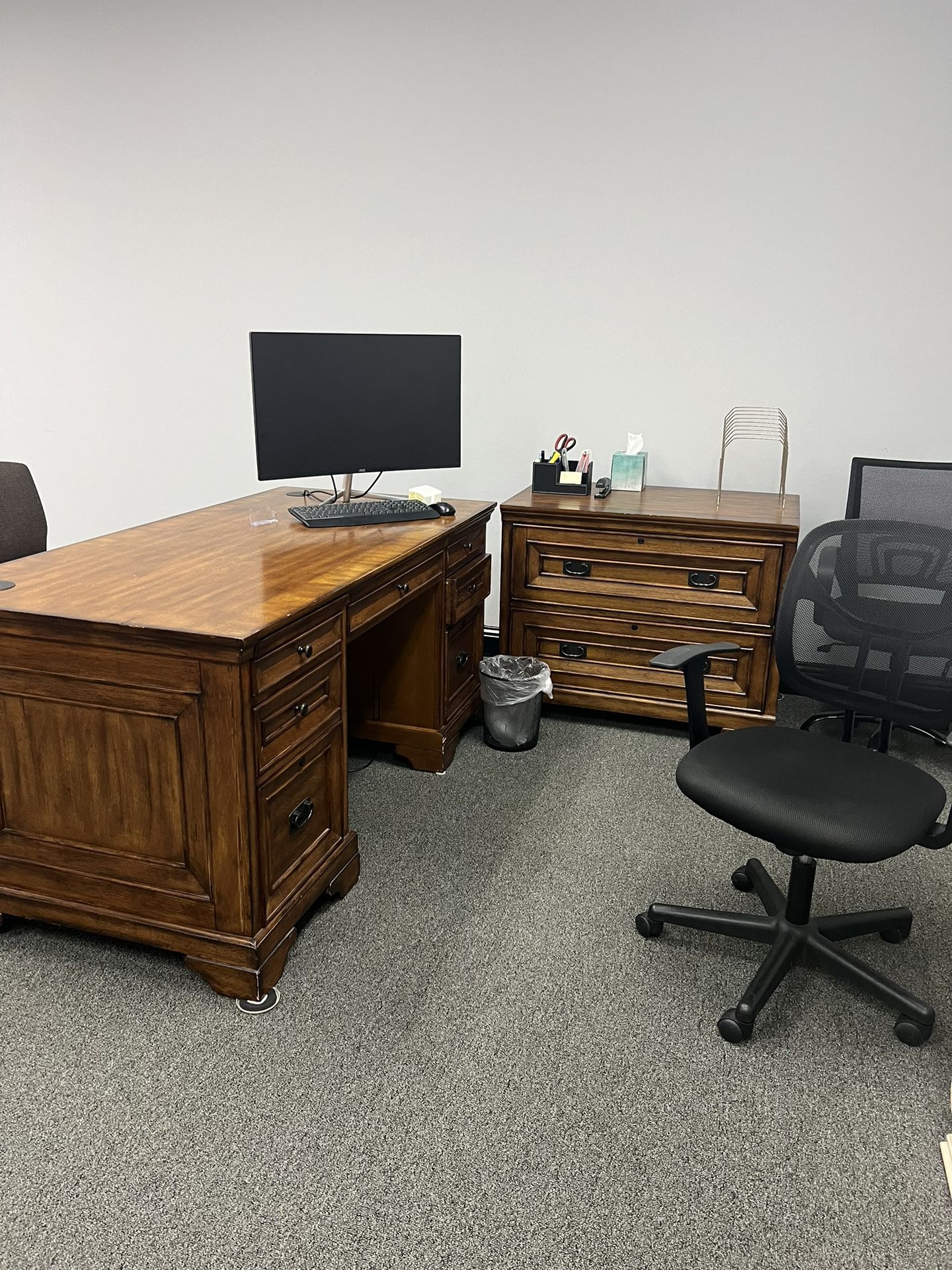 Executive Desk And File Cabinet 