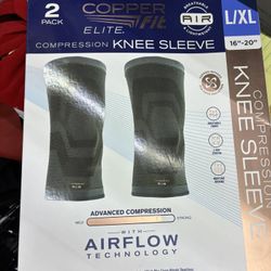 Copper Fit Elite Air Compression Knee Sleeve 2 Pack L/XL