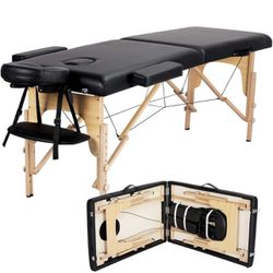 Adjustable Massage Bed 2 Sections Folding Spa Table,Black