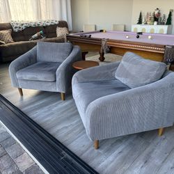 Grey Corduroy Accent Chairs 