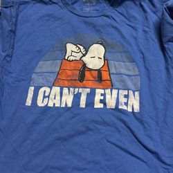 Peanuts Snoopy Shirt Unisex L Blue I Can't Even Graphic Cartoon Comic Tee 2023