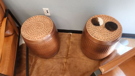 Copper barrel Side Tables