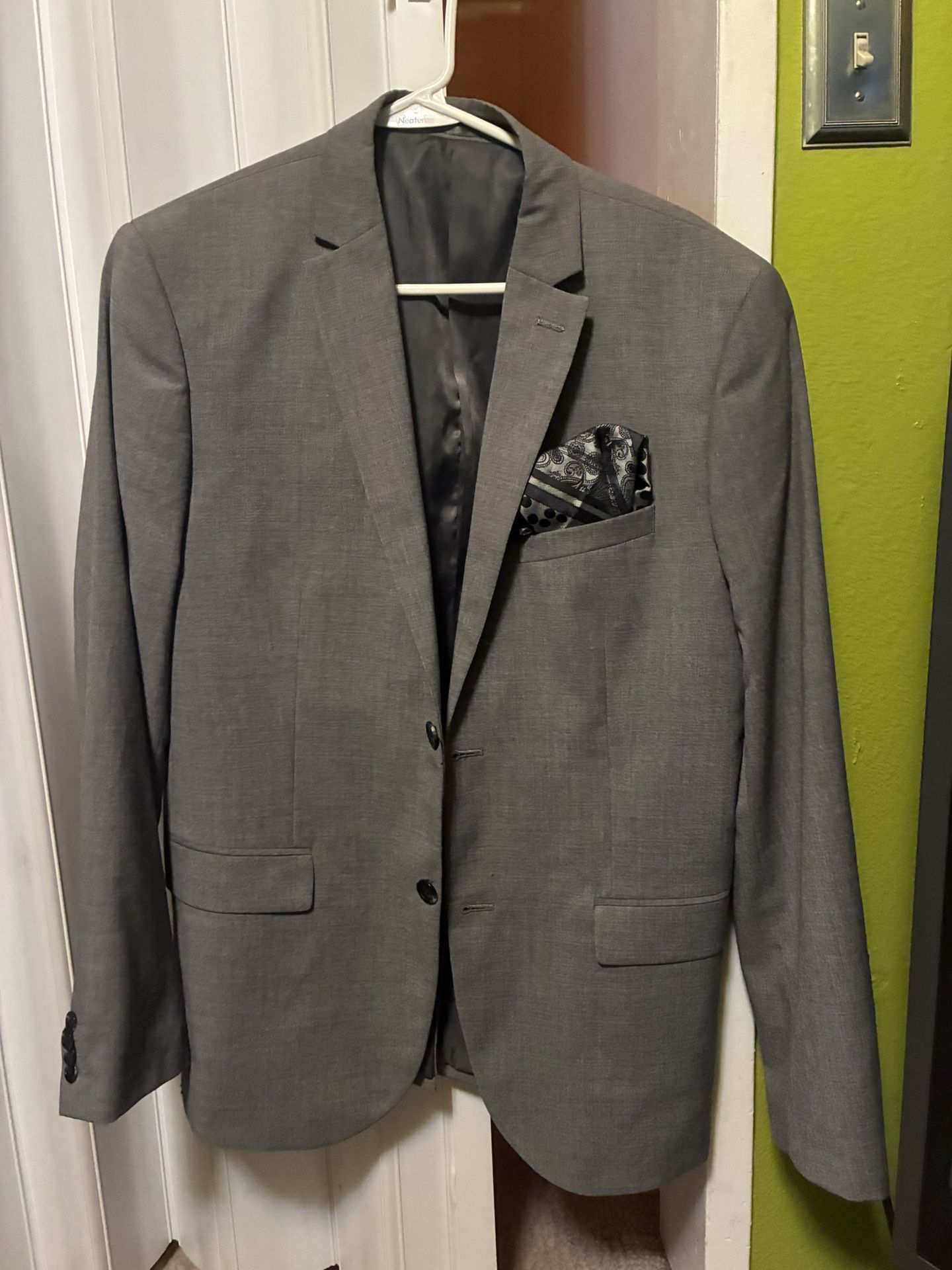 Gray slim fit suit jacket