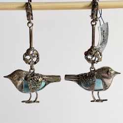 New 925 Sterling Silver Bird Earrings 3” Long