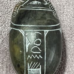 Ancient Egyptian Stone Carved Scarab Beetle Hieroglyphics
