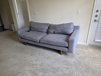 Gray Mid-Century Modern Sofa with Wood Legs