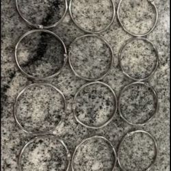 Silver Circular Shower Curtain Hooks - Set of 12