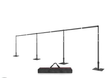 8.5x30 And Drape Stand Kit, Heavy Duty Backdrop Stand Adjustable, Sturdy Metal Back Drop Decoration Frame with Flat Base for Parties, Flower Wall, Wed