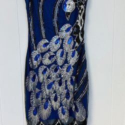 New Babeyond Sequin Peacock Dress Size XS