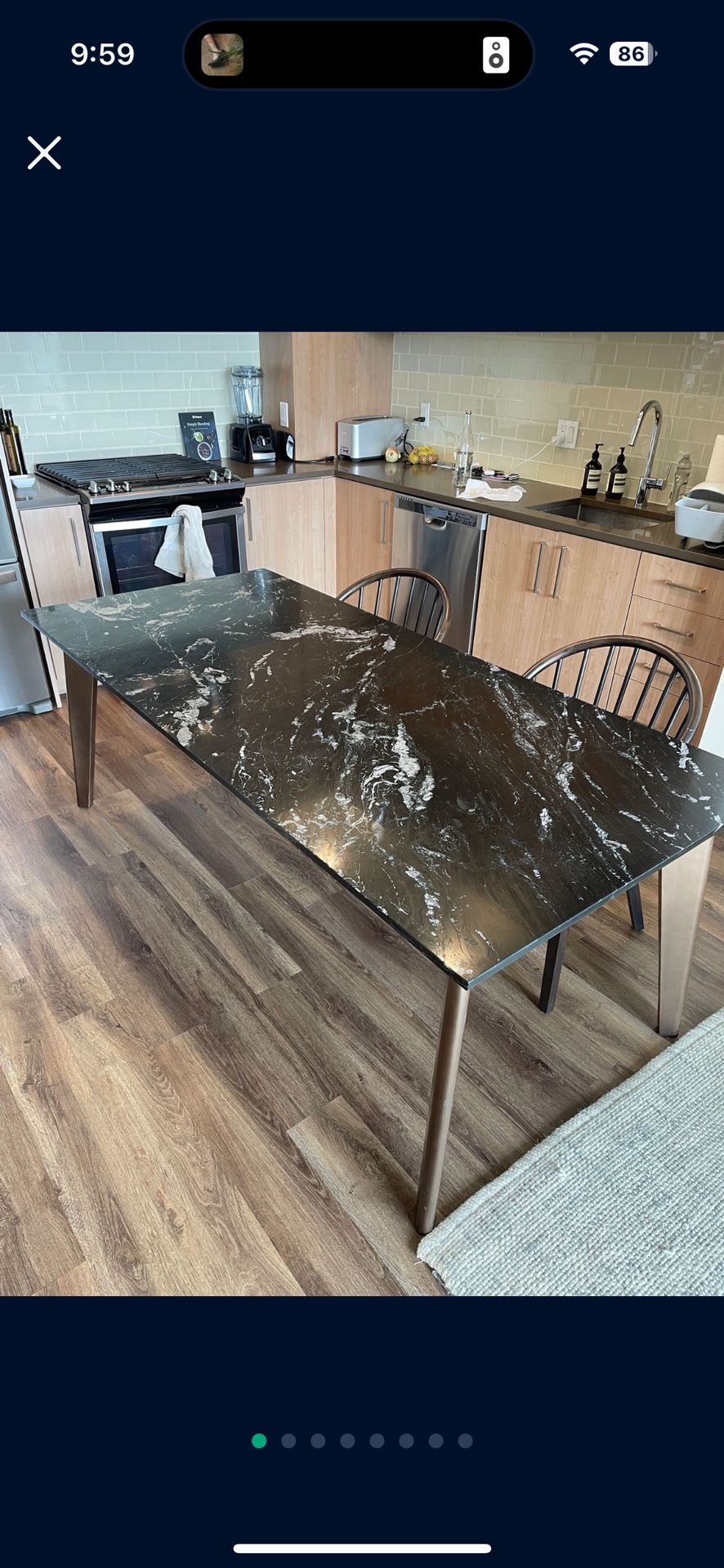 CB2 Black Marble Dining Table