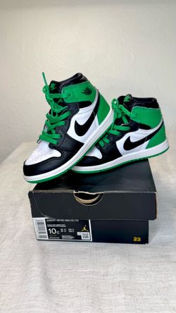 Nike Air Jordan 1 High Kids Shoes - Lucky Green/Black/White Size 10C