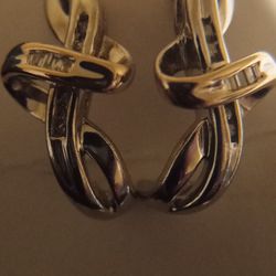 Sterling Silver -14kt YG - Diamond Infinity Swirl Earrings 