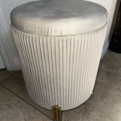 New Beige Velvet  Ottoman, can be used to sit on, for storage or as an end table. Originally Cost $100