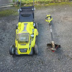 Ryobi Battery Operated Lawn Mower &weed Eater