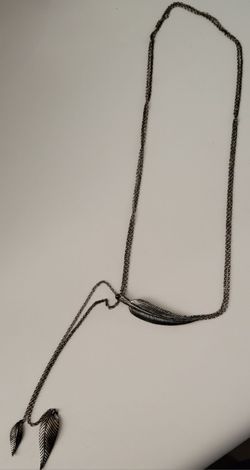 Metal Feather Necklace, Adjustable Length