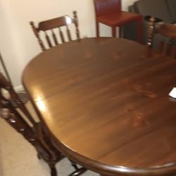 Dinning Room Wooded Table And Recliner Chair 