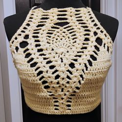 Festival Crochet Pineapple Crop Top Yellow