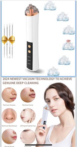Blackhead Remover Pore Vacuum,Facial Pore Cleaner-6 Suction Power,3 Adjustable Suction Levels,USB Rechargeable Blackhead Vacuum Kit Electric Acne Extr