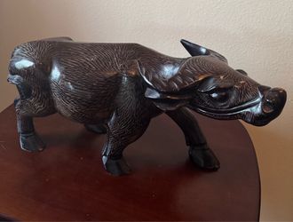 Vintage Hand-Carved African Water Buffalo