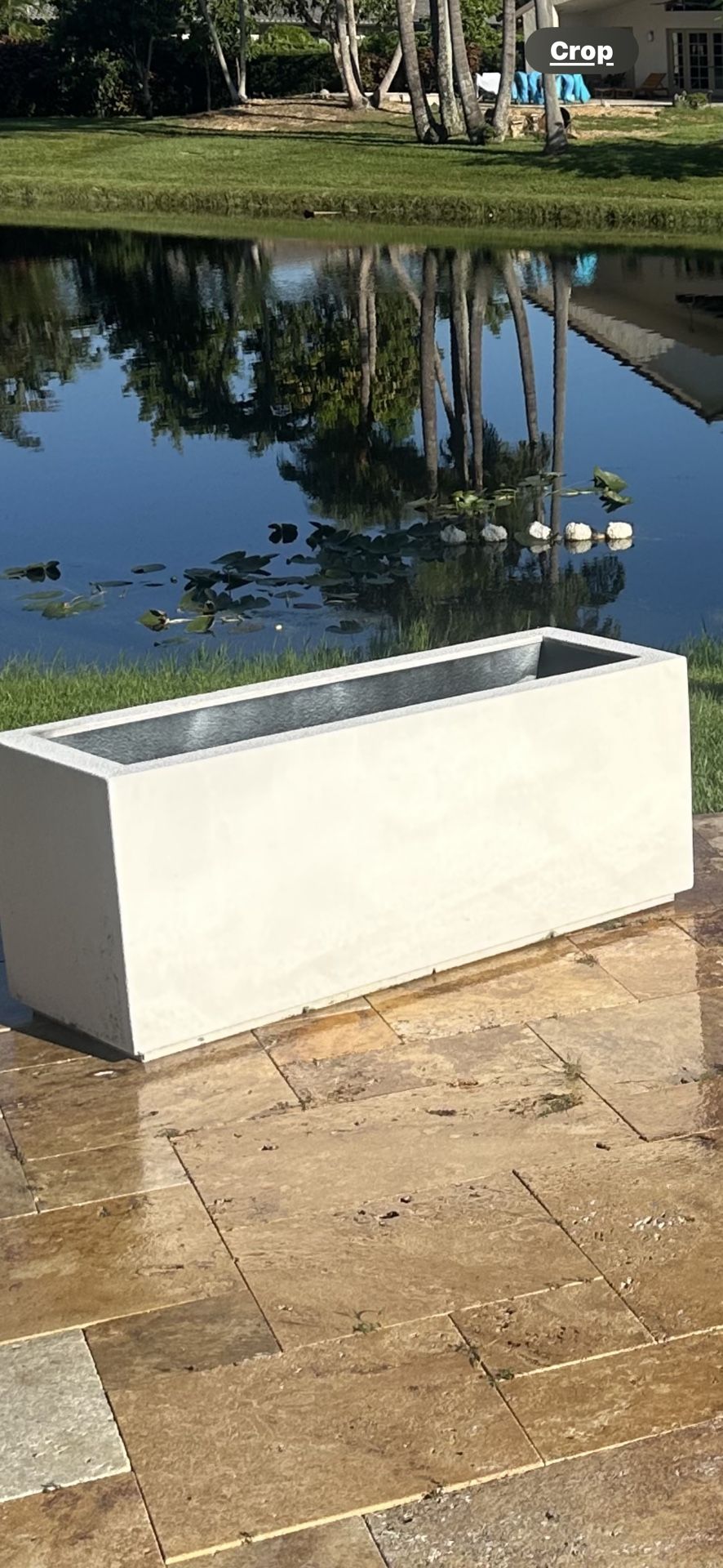 Set Of Two (2). Tall Modern Outdoor/Indoor Rectangular Planter, 46" L X 17" W X 19" H, Lightweight, Heavy Duty, Weather Resistant, Polymer Fini