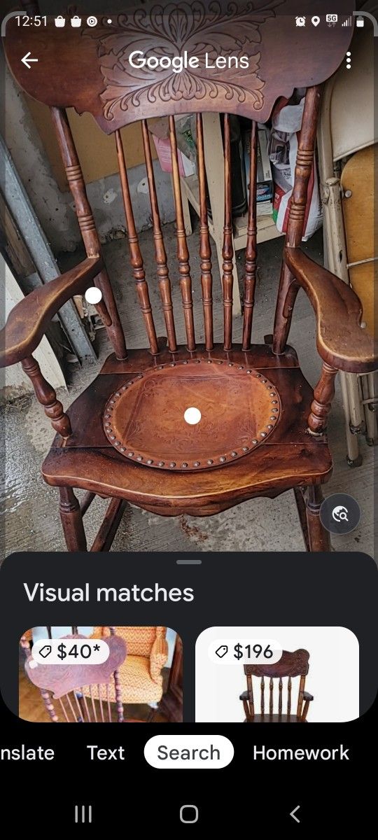 Antique Rocking Chair With Learher Seat