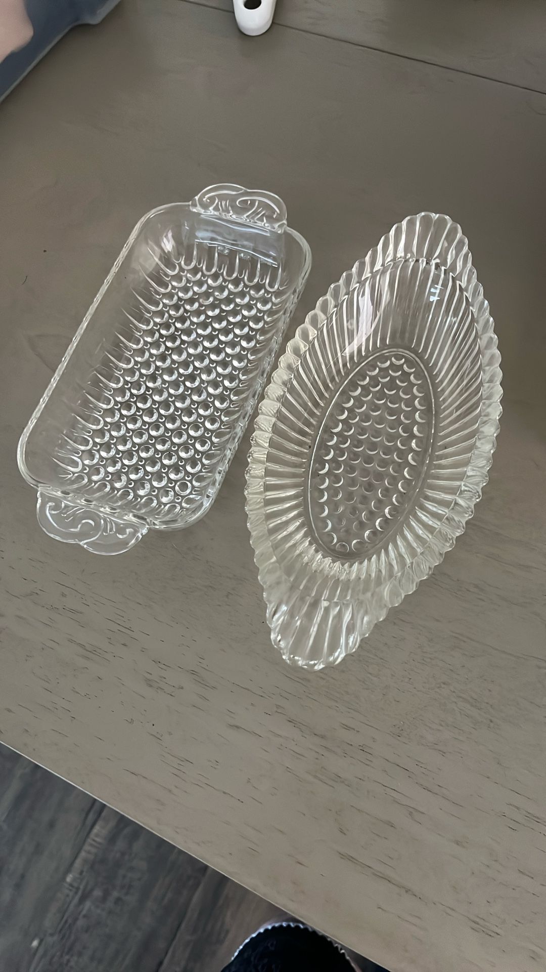 Vintage Anchor Hocking hobnail relish dish