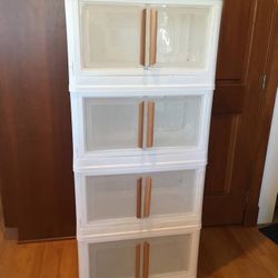 Large Stackable Storage Bins Clothes Linen Closet, Lids, Doors Wheels