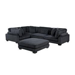 New Sectional Corduroy Black 