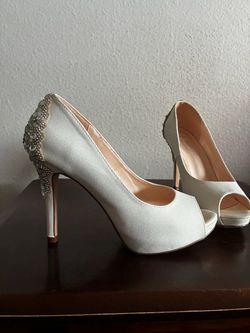 White bridal heels