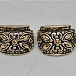 John Hardy Sterling Silver 18k Yellow Gold Jaisalmer Dot Omega Back Earrings 925