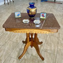 Eastlake Victorian Marble Top Parlor Table Restored Beautiful Piece Circa 1900