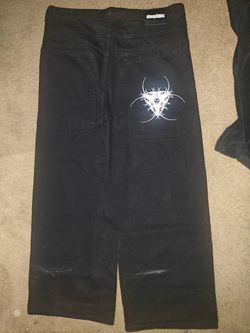 Y2k baggy white embroidery externaism jeans