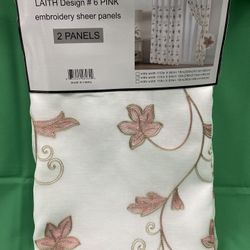 Embroidered Curtains W/ Attached Valence & Sheer Backing