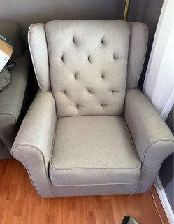 Light Gray Tufted Wingback Accent Chair