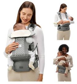 Effortless Baby Carrier with Hip Seat - Ergonomic Toddler Carrier (13.2-33 lbs), Adjustable Slide Lock & Knob, Hip-Healthy Design for Parent's Back Re